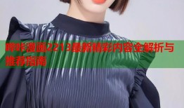 哔咔漫画2213最新精彩内容全解析与推荐指南